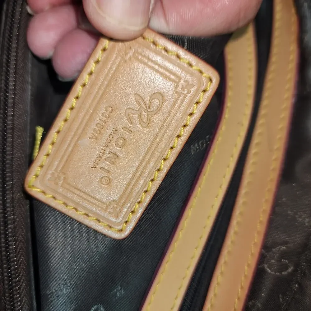 RIONI ITALY EUC BROWN EAST WEST SIGNATURE SHOULDER BAG